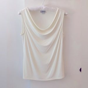 Tahari by Arthur Levine winter white draped shell LG